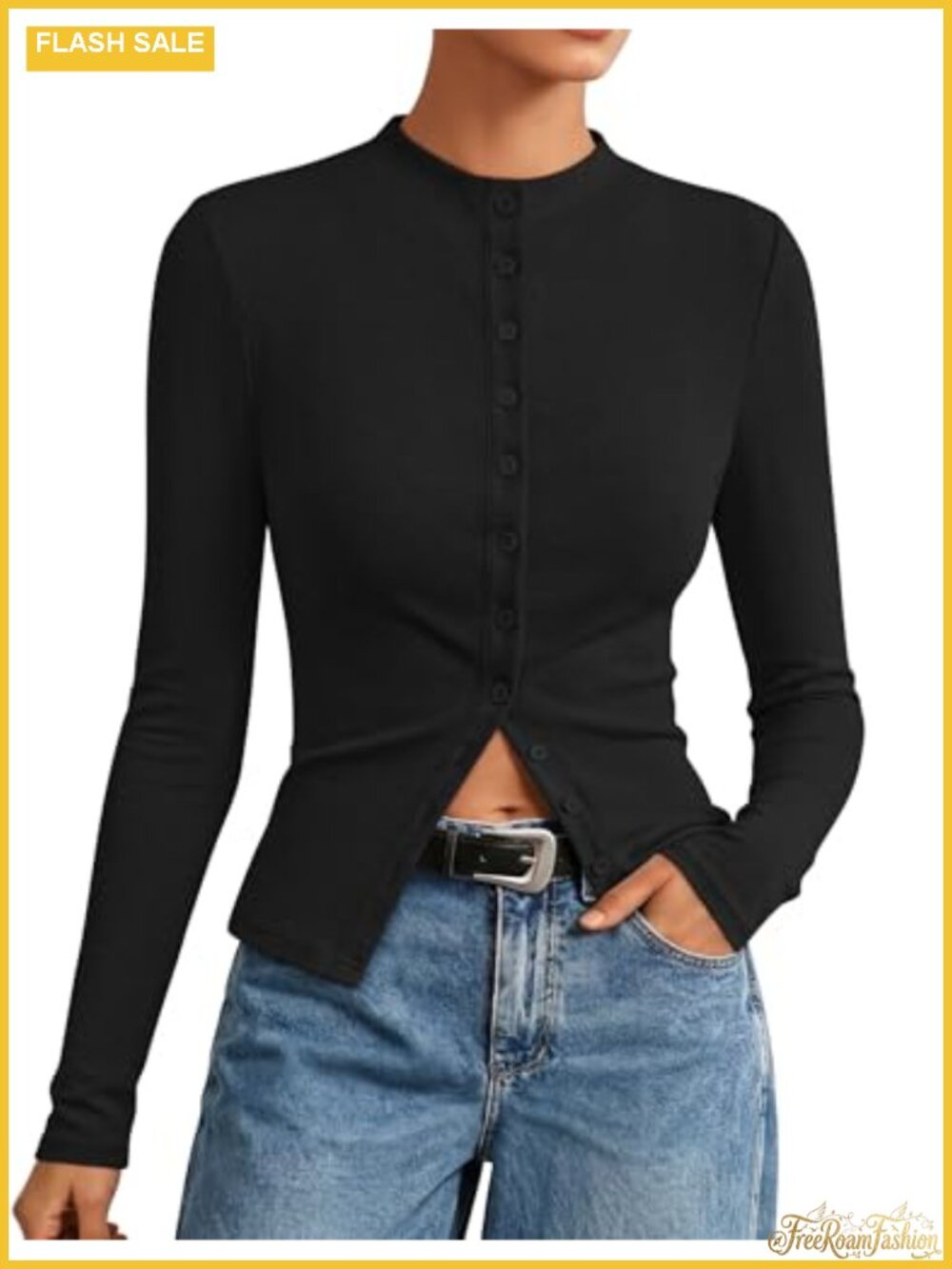 Mock Neck Cardigan Sweater Lightweight Long Sleeve Button Fall Top